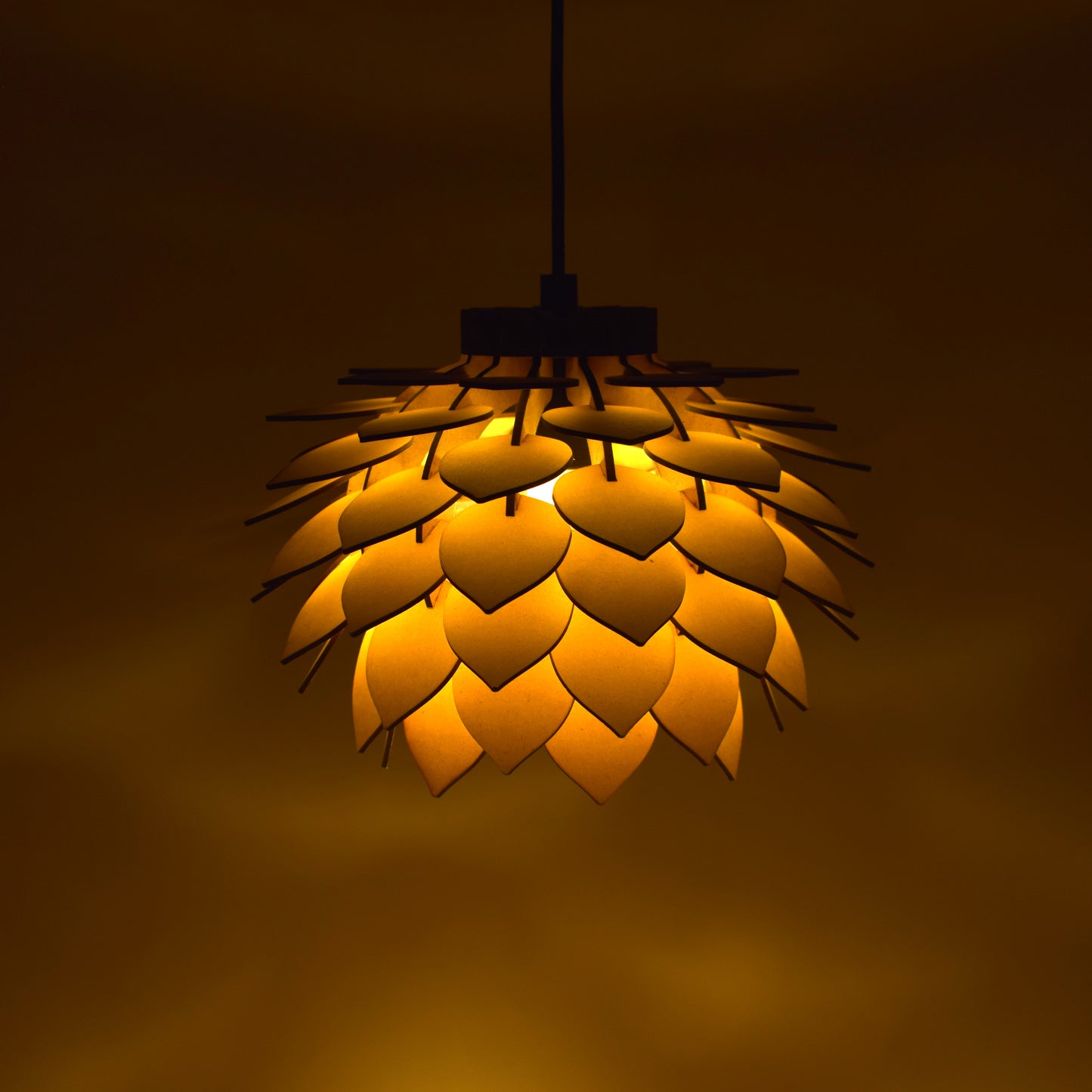 Handcrafted Wooden Ceiling Lamp – Rustic Elegant Hanging Light for Living & Dining Spaces