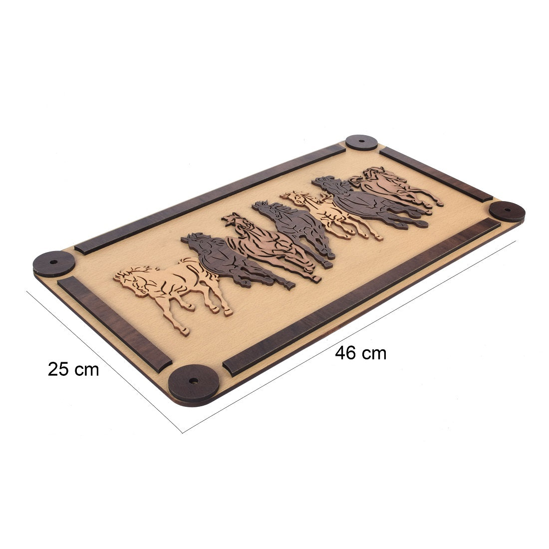 Natural 3D Wooden Wall Art – Seven Galloping Horses for Home & Office Décor