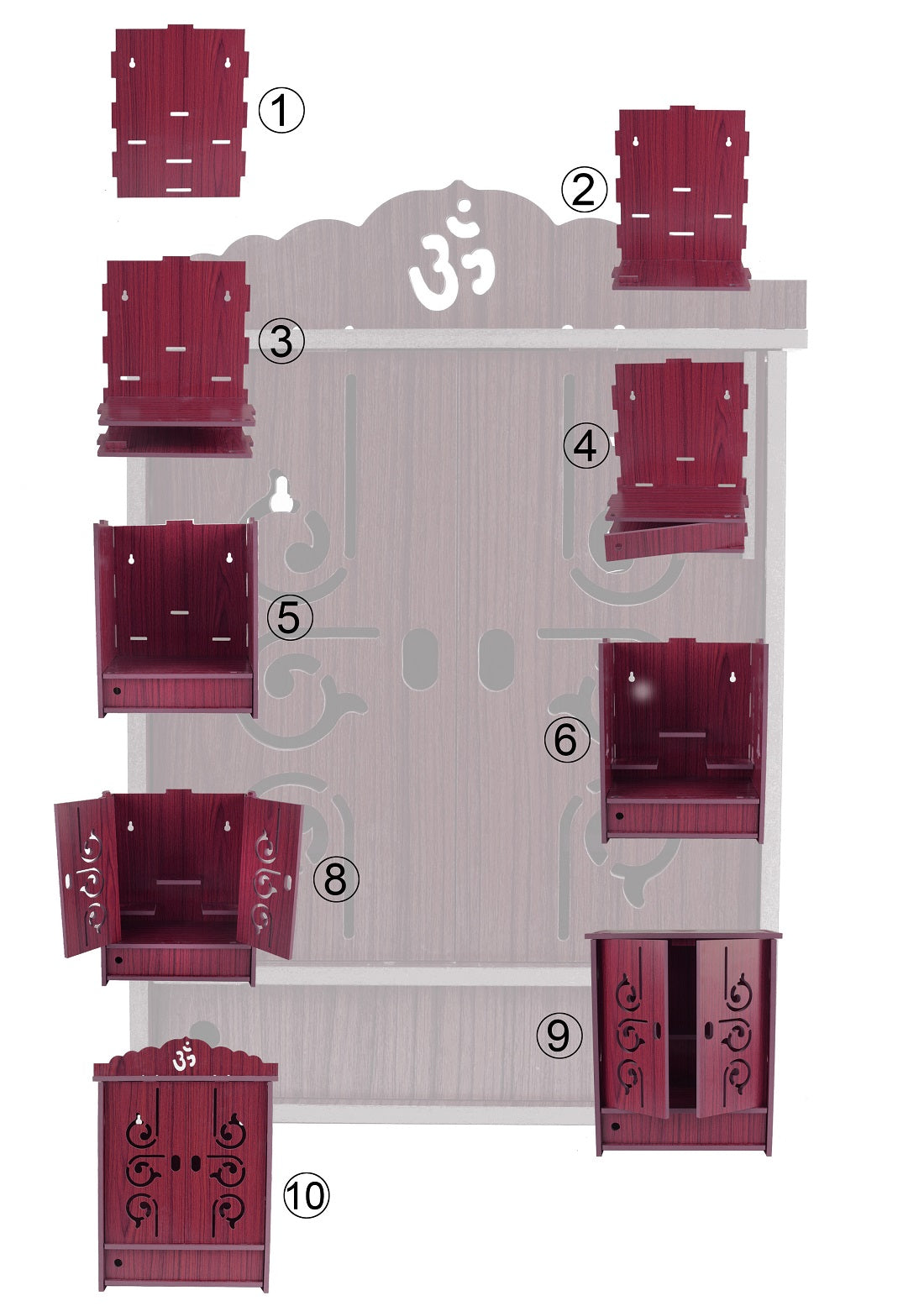 Premium MDF Wooden Wall-Mounted Pooja Mandir – Home Decor & Idols
