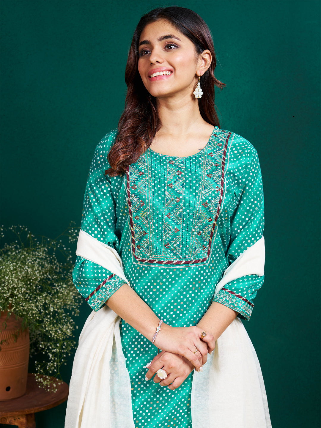 7 COLOR Rayon Print with Embroidery & Sequence Work Fully Stiched Rayon Kurti Pant Dupatta (Black, Coffee, Parrot, Purple, Rama, Sky Blue, Yellow)
