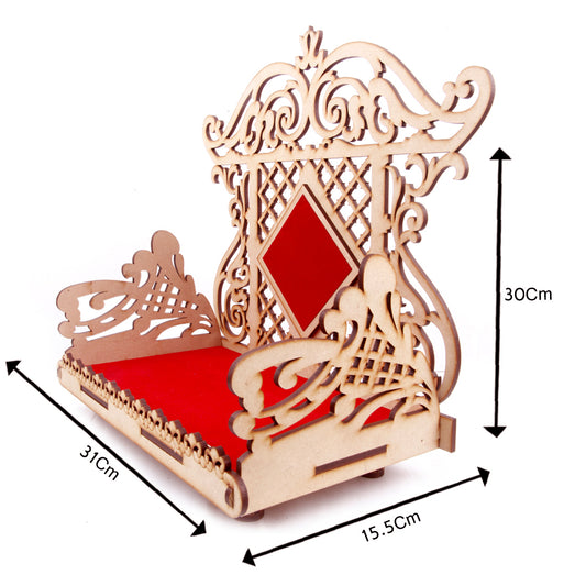 Mini Wooden Jhula for Laddu Gopal, Ganesh - Premium MDF Pooja Swing for Krishna Idols