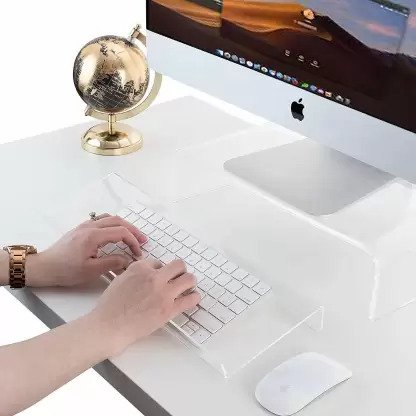 Ergonomic Acrylic Keyboard Stand – Tilted Keyboard Riser for Comfortable Typing & Wrist Support