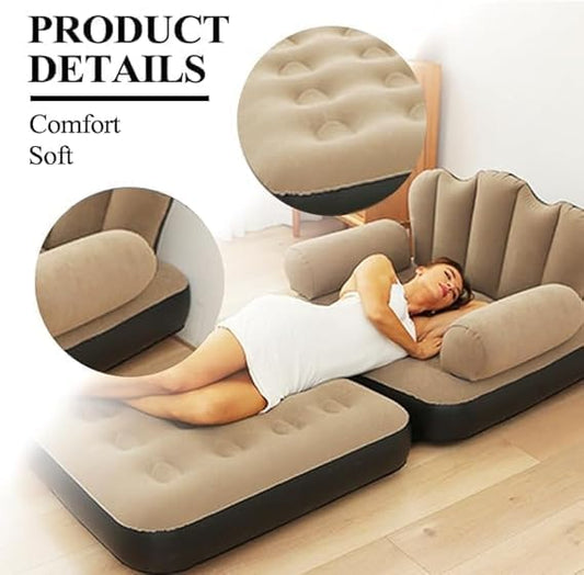 Foldable Inflatable Air Sofa Bed with Armrests