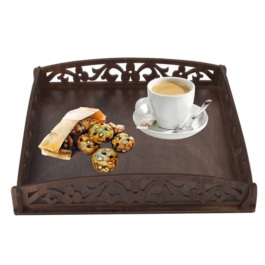 Handcrafted Wooden Serving Tray – Large Solid MDF Coffee & Tea Tray