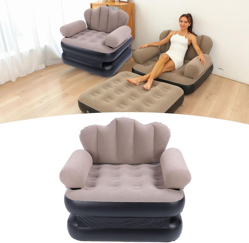 Foldable Inflatable Air Sofa Bed with Armrests