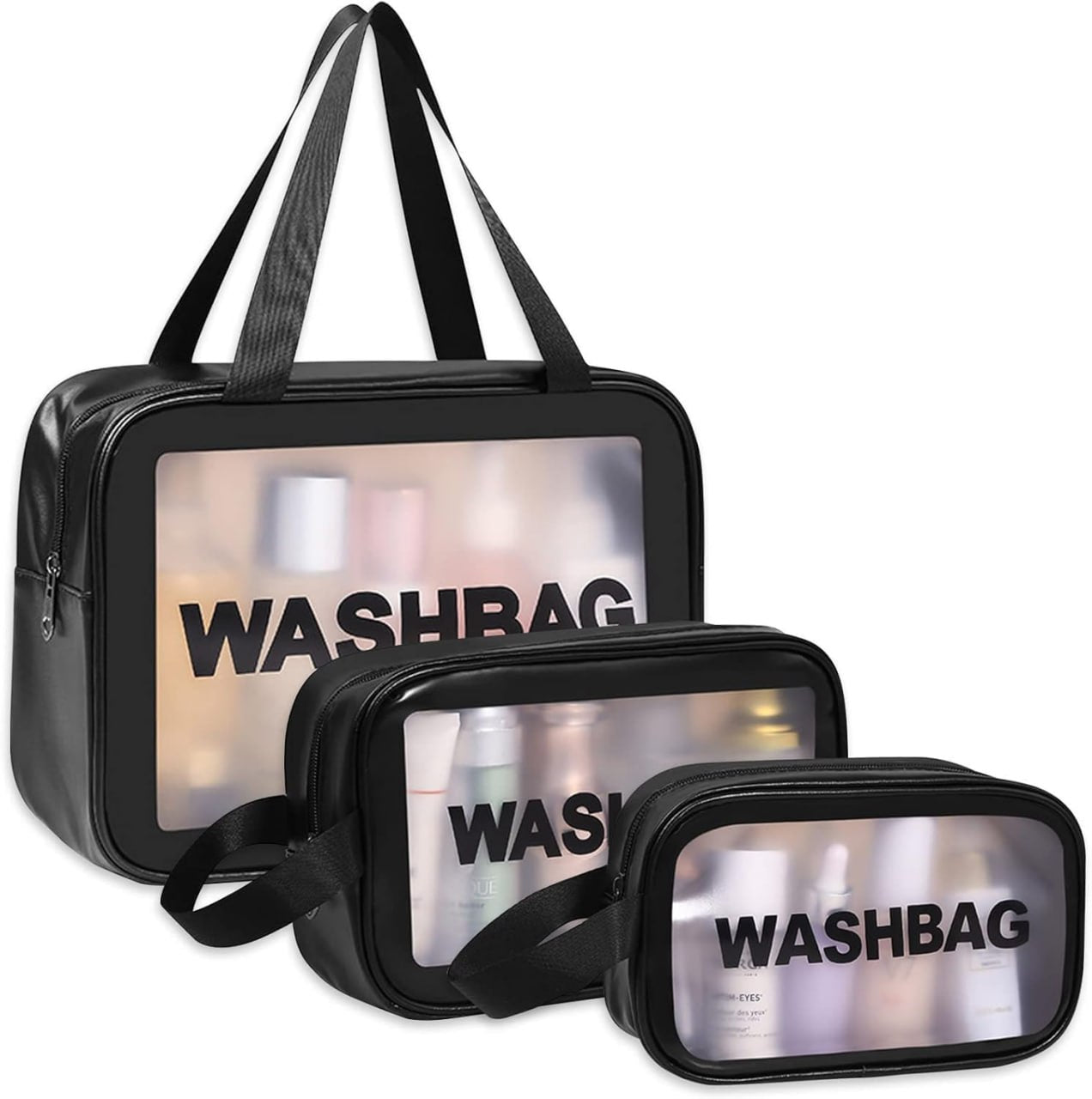 Set of 3 Transparent Waterproof Travel Pouches