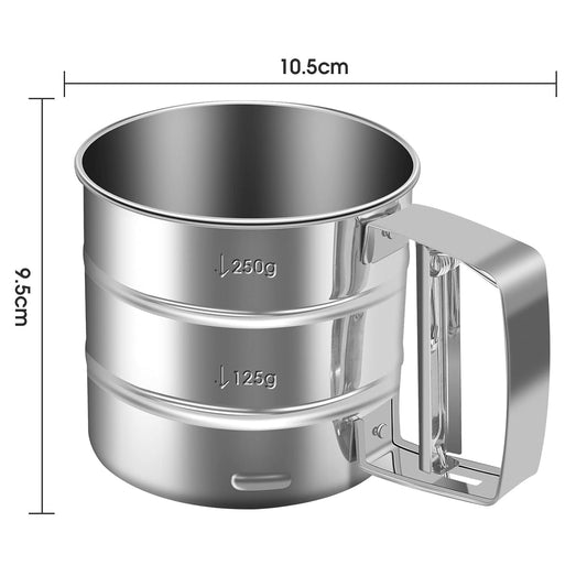 Stainless Steel Flour Sifter with Squeeze Handle
