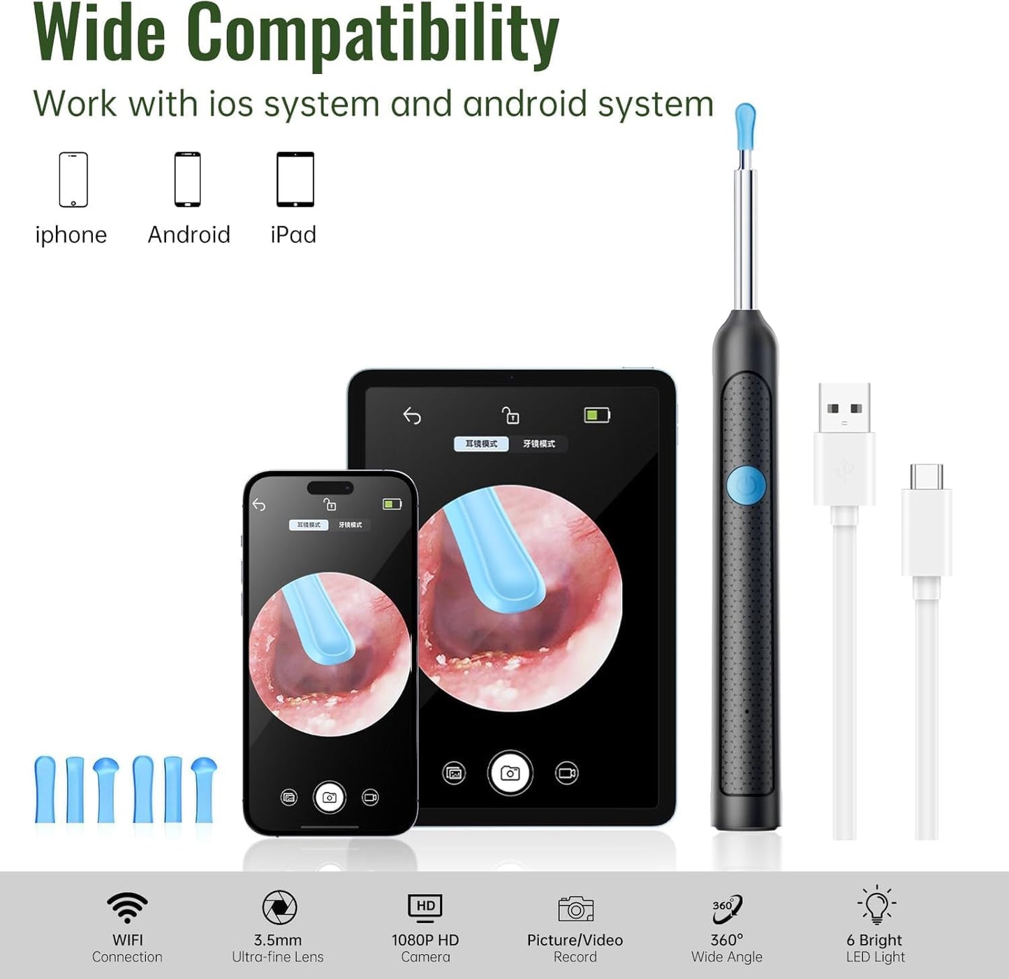 Ear Wax Removal Otoscope with Camera