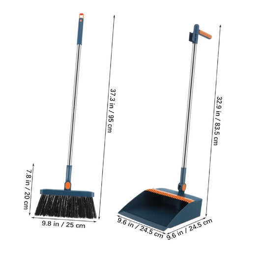 Foldable Broom and Dustpan Set with Long Handle