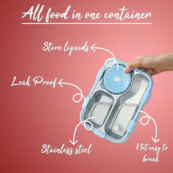 3-Compartment Stainless Steel Bento Lunch Box