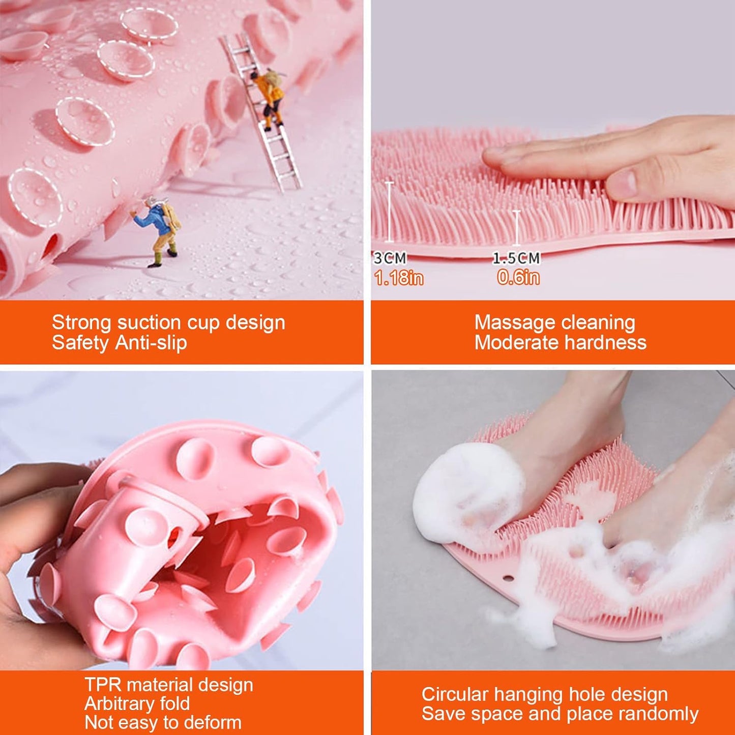 Silicone Back & Foot Scrubber with Suction Cups