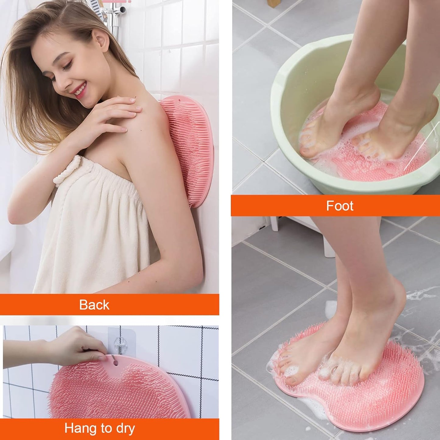 Silicone Back & Foot Scrubber with Suction Cups