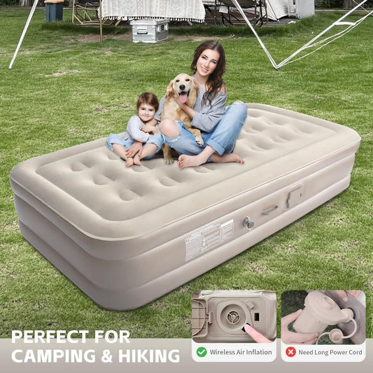 Inflatable Air Mattress with Built-In Pump