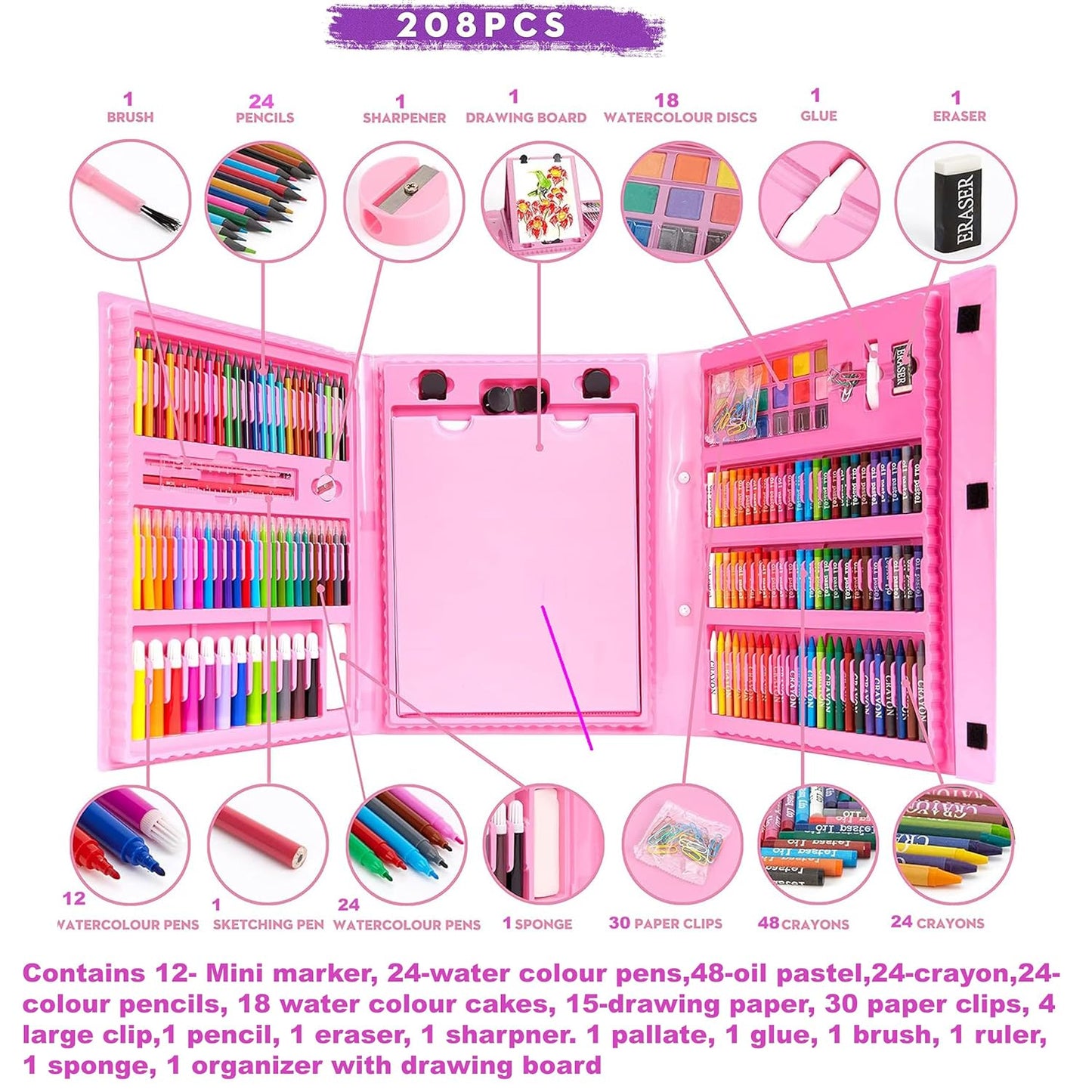 208-Piece Kids Art Set