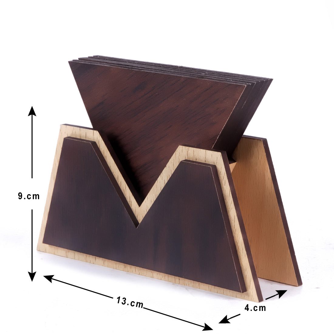 Handmade Wooden Coaster Set with Stand | Rustic Tabletop Drink Coasters