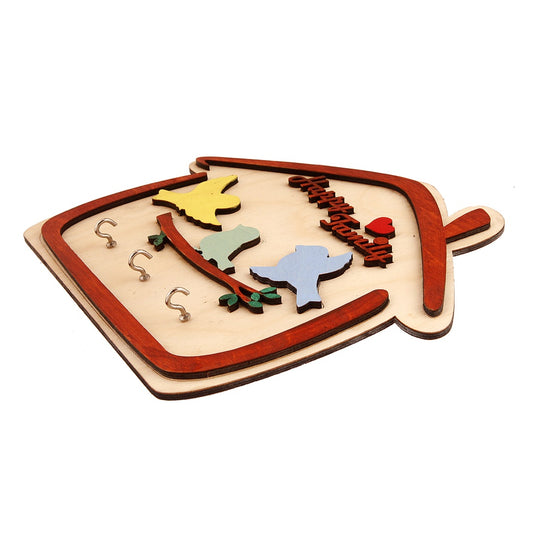 Happy Family Wooden Key Holder – Colorful Birdhouse Design