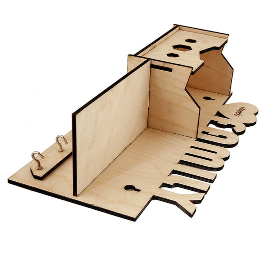 Wooden Wall Key Holder with Mobile Charging Stand & Shelf – Family Design