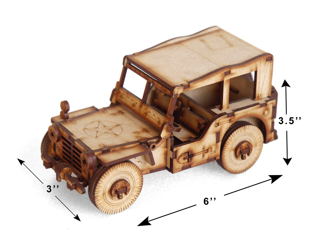 Handcrafted Wooden Military Jeep – Stylish Showpiece & Collectible