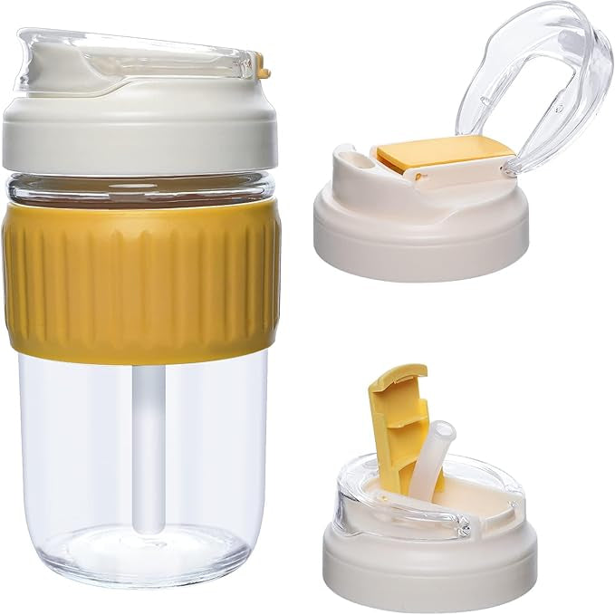 Portable Silicone Straw Glass Cup