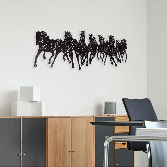Tri-Tone Metal Wall Art – 60×26 cm Elegant Horse Silhouette for Modern Home Décor