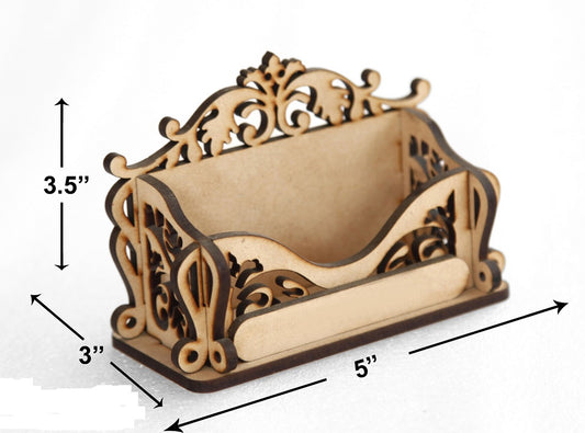 Intricately Designed Wooden Business Card Holder