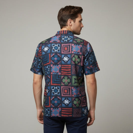Men’s Fancy Printed Cuban Collar Rayon Shirt – Trendy Casual Wear