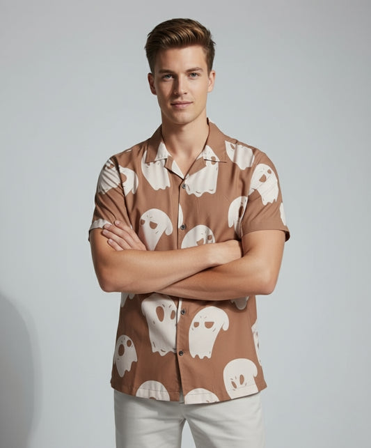 Men’s Fancy Printed Cuban Collar Rayon Shirt – Trendy Casual Wear