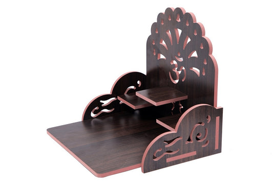 Elegant Wooden Mandir for Home – Wall Mounted Temple with Storage & Puja Set