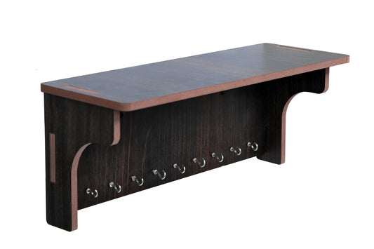 Stylish Wooden Wall Shelf with Key Holder