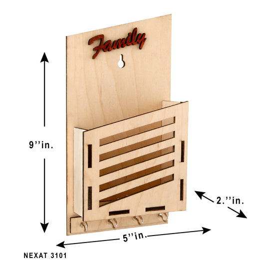 Wooden Mobile Holder with Key Holder – Functional & Space-Saving Design
