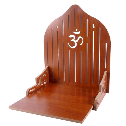 Elegant Wooden Mandir for Home – Wall Mounted Temple with Storage & Puja Set