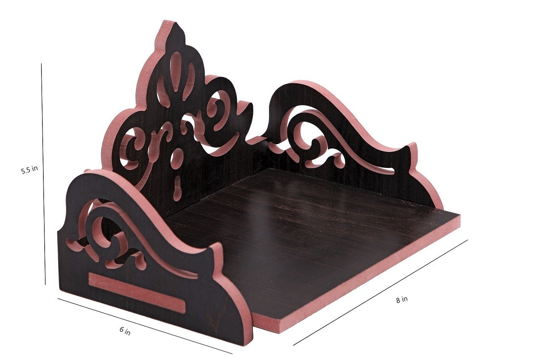 Elegant Wooden Mandir for Home – Wall Mounted Temple with Storage & Puja Set