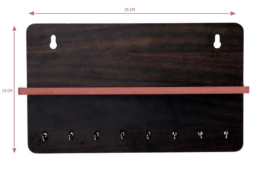 Stylish Wooden Wall Shelf with Key Holder