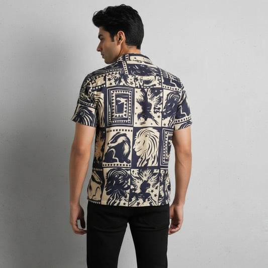 Men’s Fancy Printed Cuban Collar Rayon Shirt – Trendy Casual Wear