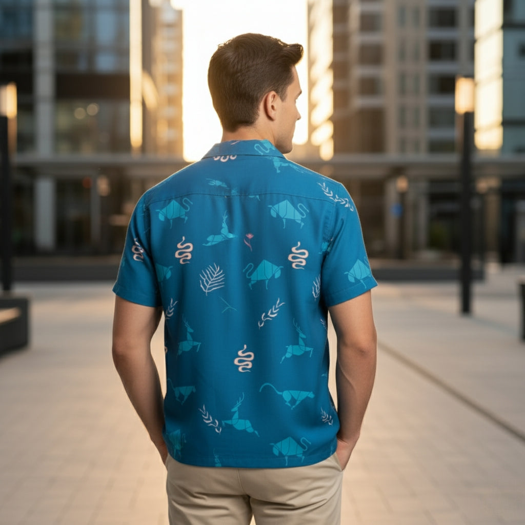 Men’s Fancy Printed Cuban Collar Rayon Shirt – Trendy Casual Wear