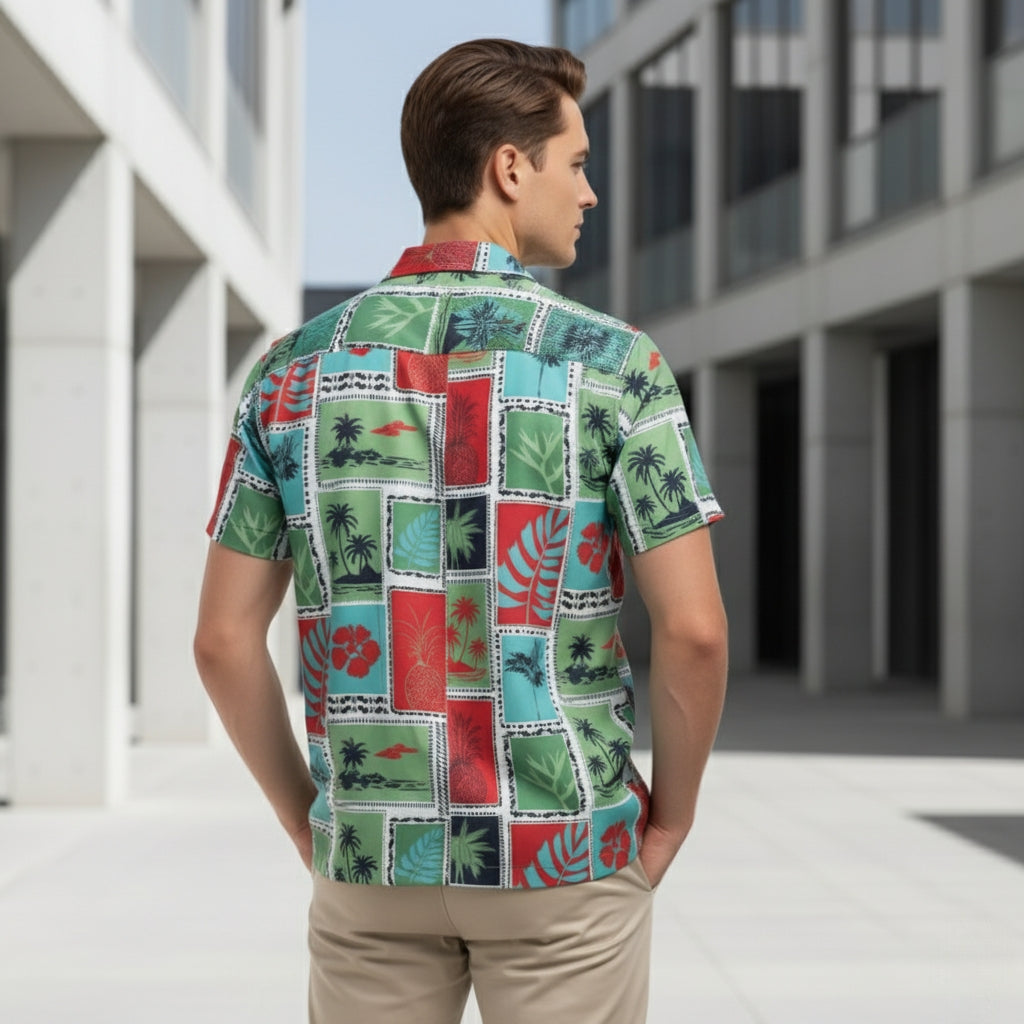 Men’s Fancy Printed Cuban Collar Rayon Shirt – Trendy Casual Wear