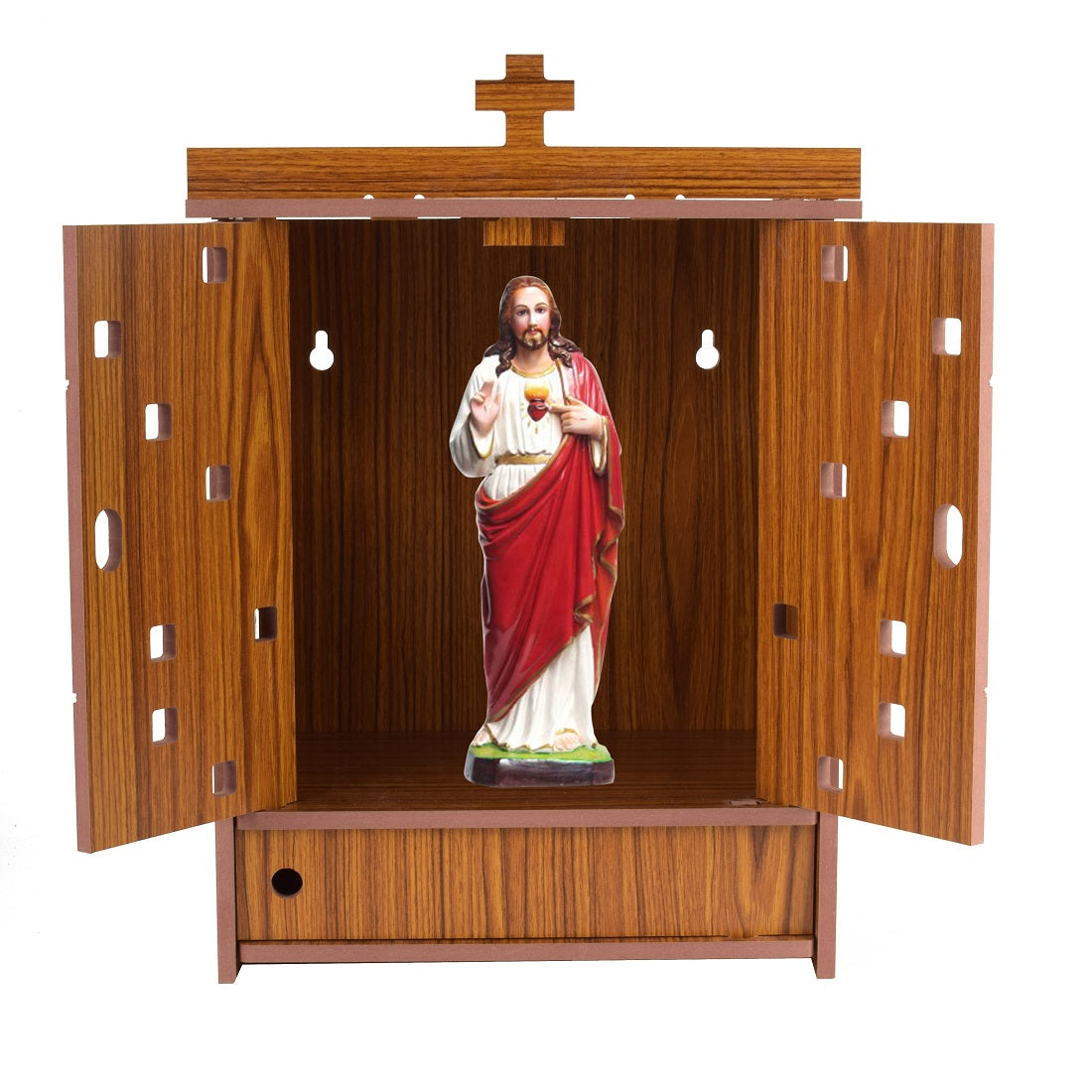 Premium MDF Wooden Wall-Mounted Jesus Mandir – Home Decor & Idols