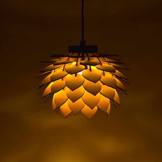 Handcrafted Wooden Ceiling Lamp – Rustic Elegant Hanging Light for Living & Dining Spaces