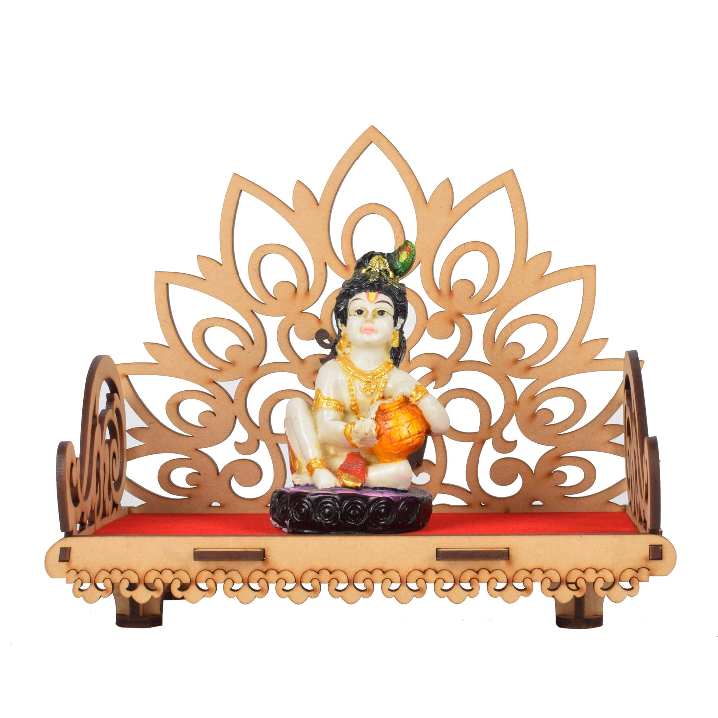 Wooden MDF Puja Sinhasan On Table Hindolo Home-Office-Decor