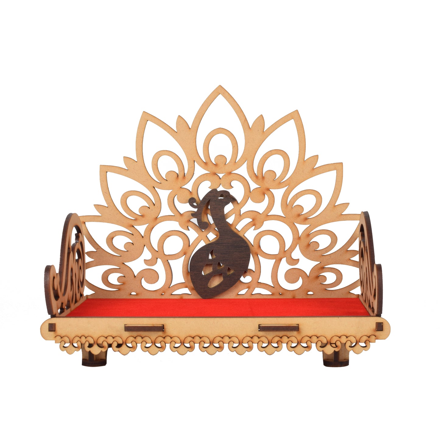 Wooden MDF Puja Sinhasan On Table Hindolo Home-Office-Decor