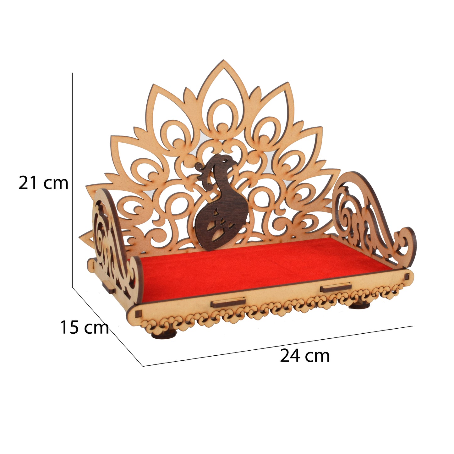 Wooden MDF Puja Sinhasan On Table Hindolo Home-Office-Decor