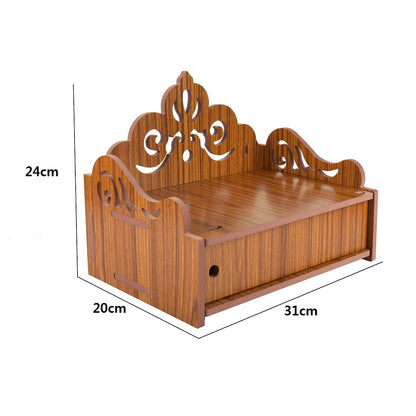 Elegant Wooden Mandir for Home Wall Mounted Temple with Door Storage & Puja Set
