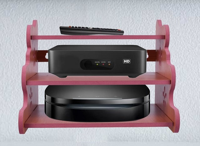 Wooden Set Top Box & Router Holder – Wall-Mount MDF Organizer Shelf