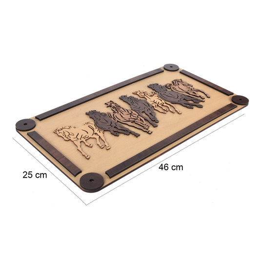 Natural 3D Wooden Wall Art – Seven Galloping Horses for Home & Office Décor
