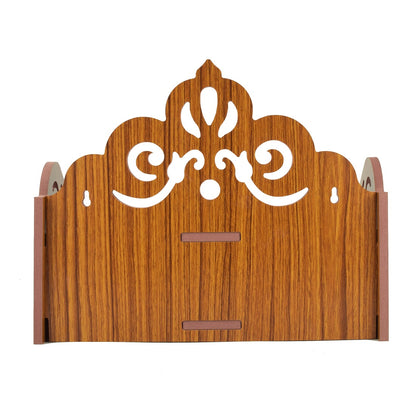 Elegant Wooden Mandir for Home Wall Mounted Temple with Door Storage & Puja Set