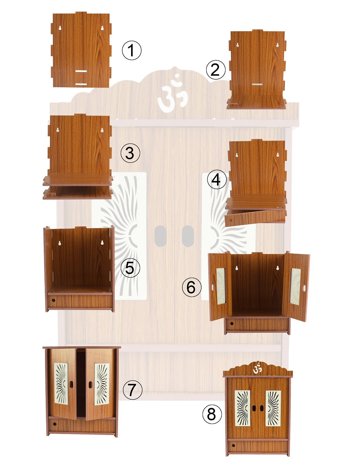 Premium MDF Wooden Wall-Mounted Pooja Mandir – Home Decor & Idols
