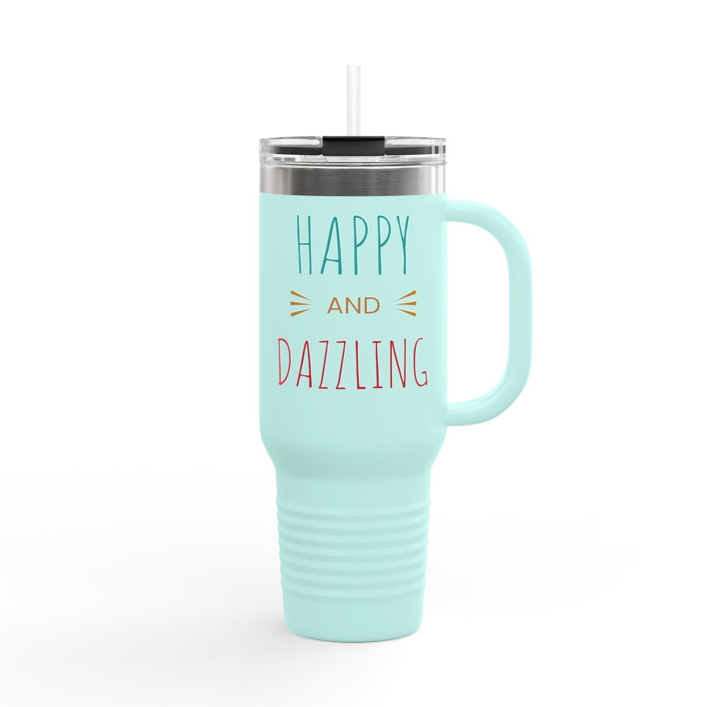 Happy Dazzling Insulated Travel Mug, 40oz - Perfect for On-The-Go, Gifts, Coffee Lovers, Travel Essentials, Joyful Sips