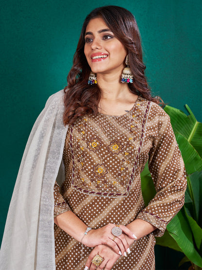 7 COLOR Rayon Print with Embroidery & Sequence Work Fully Stiched Rayon Kurti Pant Dupatta (Black, Coffee, Parrot, Purple, Rama, Sky Blue, Yellow)