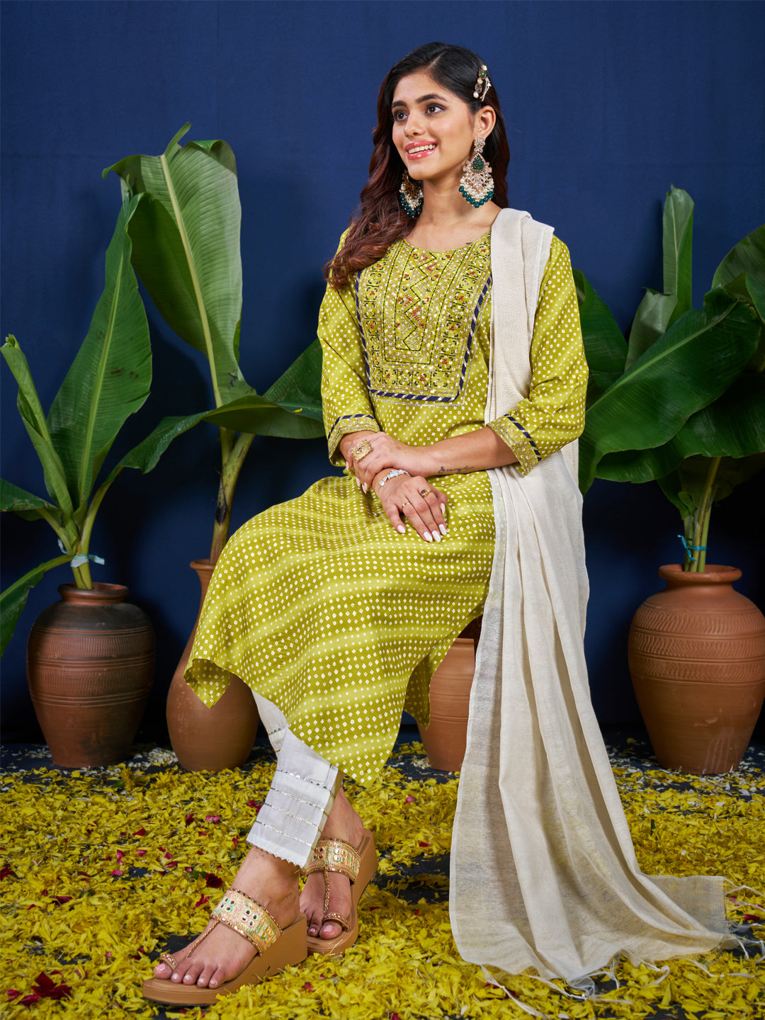 7 COLOR Rayon Print with Embroidery & Sequence Work Fully Stiched Rayon Kurti Pant Dupatta (Black, Coffee, Parrot, Purple, Rama, Sky Blue, Yellow)