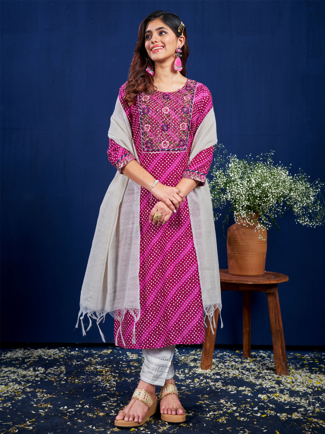 7 COLOR Rayon Print with Embroidery & Sequence Work Fully Stiched Rayon Kurti Pant Dupatta (Black, Coffee, Parrot, Purple, Rama, Sky Blue, Yellow)